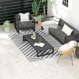 Rackhams Reversible Waterproof Outdoor Rug W/ Carry Bag, 182 x 274cm, Grey - thumbnail 1