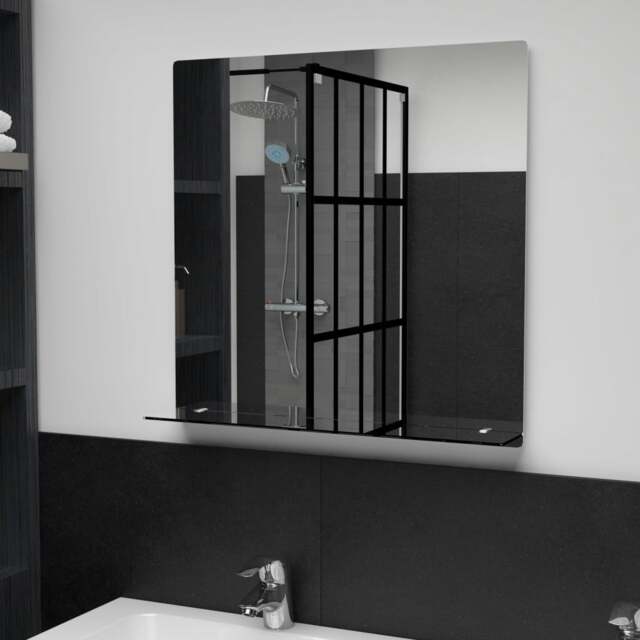 Rackhams Wall Mirror with Shelf 60x60 cm Tempered Glass - image 1