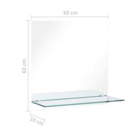 Rackhams Wall Mirror with Shelf 60x60 cm Tempered Glass - thumbnail 6