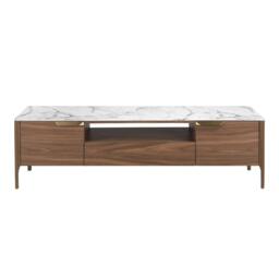 Rackhams Walnut TV Stand With Imitation Marble Glass Top 3078 - thumbnail 2