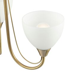 Rackhams Designer Antique Brass Three Arm Ceiling Light with Opal White Glass Shades - thumbnail 5