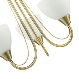 Rackhams Designer Antique Brass Three Arm Ceiling Light with Opal White Glass Shades - thumbnail 4
