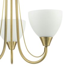 Rackhams Designer Antique Brass Three Arm Ceiling Light with Opal White Glass Shades - thumbnail 3