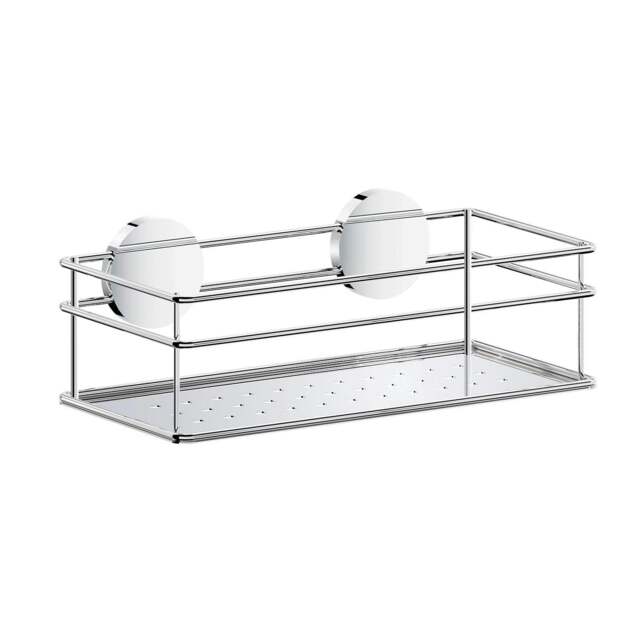 Rackhams Polished Chrome Stainless Steel Shower Basket Self Adhesive Wall Mounted - image 1