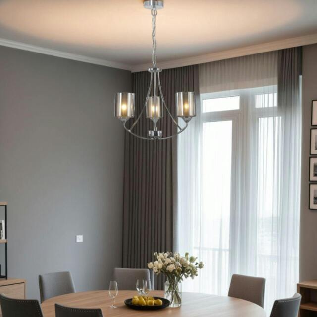 Rackhams Ashton 3-Light Polished Chrome Chandelier Ceiling Light - image 1