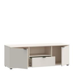 Rackhams Ganymede TV Unit with Open Shelf, Drawer & 2 Doors in Sand - W 129.8 X  H 43.9 X  D 41.3cm - 1 - Manufactured Wood - thumbnail 4
