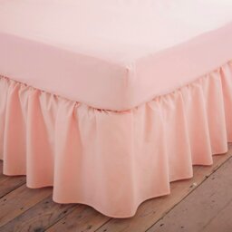 Rackhams Charlotte Thomas Poetry Plain Dye Polycotton Single Platform Valance Sheet Frilled - Aubergine - 90 x 190cm - Peach - Single - thumbnail 1