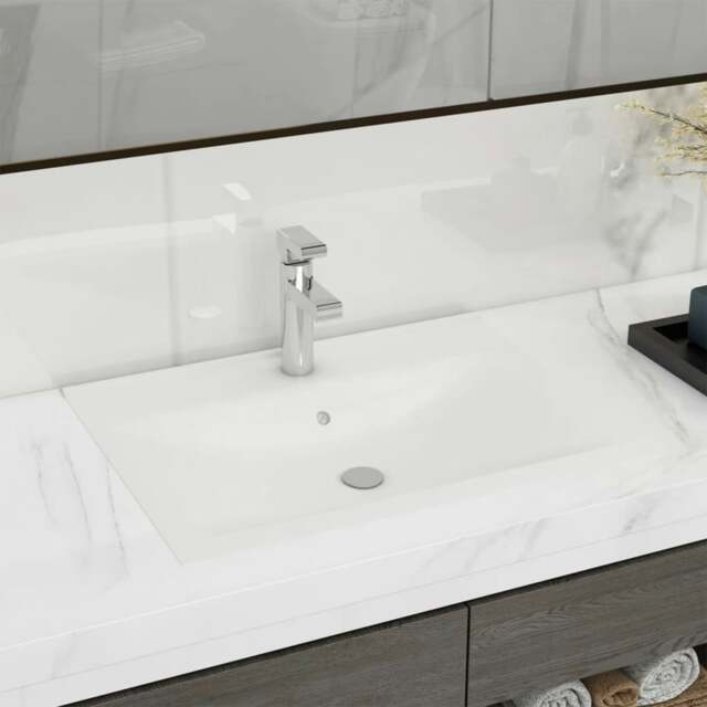Rackhams Luxury Basin with Faucet Hole Matt White 60x46 cm Ceramic - image 1