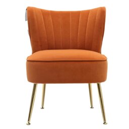Rackhams Velvet Cocktail Chairs Accent Chairs with Gold Legs - Grey (Velvet) - thumbnail 4