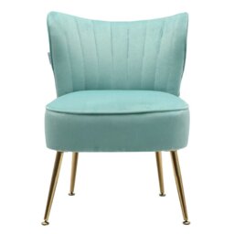 Rackhams Velvet Cocktail Chairs Accent Chairs with Gold Legs - Grey (Velvet) - thumbnail 6