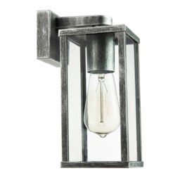 Rackhams Traditional Black Silver Outdoor Lantern Wall Light Fitting with Glass Sides - thumbnail 3