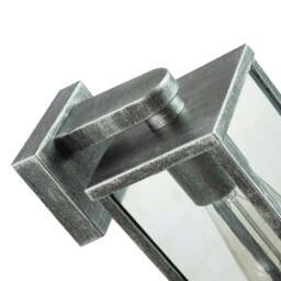 Rackhams Traditional Black Silver Outdoor Lantern Wall Light Fitting with Glass Sides - thumbnail 4