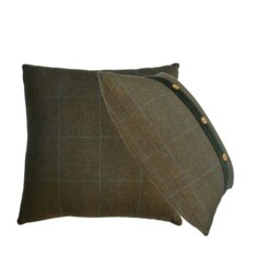 Rackhams Quinn Cushion Set of 2 - Green Olive Tartan & Green Velvet - thumbnail 2