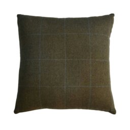 Rackhams Quinn Cushion Set of 2 - Green Olive Tartan & Green Velvet - thumbnail 4