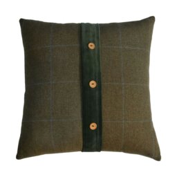 Rackhams Quinn Cushion Set of 2 - Green Olive Tartan & Green Velvet - thumbnail 6