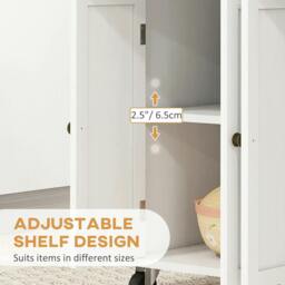 Rackhams Rolling Kitchen Island Storage Trolley with Rubber Wood Top & Drawers for Dining Room, White - thumbnail 6