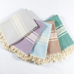 Rackhams Linear Cotton Blanket - Bedspread - Super King (270 x 260 cm) - Ash Grey on Natural - thumbnail 3