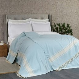 Rackhams Linear Cotton Blanket - Bedspread - Super King (270 x 260 cm) - Ash Grey on Natural - thumbnail 6