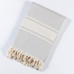 Rackhams Linear Cotton Blanket - Bedspread - Super King (270 x 260 cm) - Ash Grey on Natural