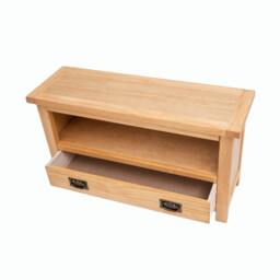 Rackhams Lugo Waxed 1 Drawer TV Cabinet Brass Drop Handle - Light Brown - thumbnail 4
