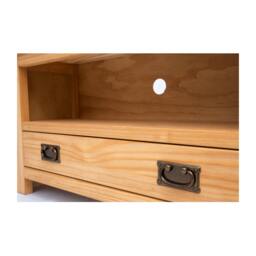 Rackhams Lugo Waxed 1 Drawer TV Cabinet Brass Drop Handle - Light Brown - thumbnail 5