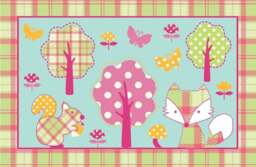 Rackhams Woodland Animals Childrens Non-Slip Rug - 60x90cm - Nylon Pile - Multi