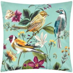 Rackhams Nature Midnight Garden Birds Outdoor Cushion Cover - Aqua - One Size - Aqua - 100% Polyester - thumbnail 1