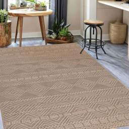 Rackhams Aztec Beige Jute Looking Washable Rug - 120X170 cm - thumbnail 1