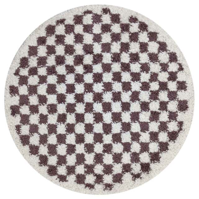 Rackhams Moodi Shaggy Purple Mosscheck Rug - Ø 120 cm - image 1