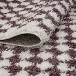 Rackhams Moodi Shaggy Purple Mosscheck Rug - Ø 120 cm - thumbnail 5