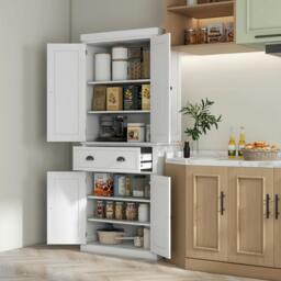 Rackhams Freestanding Kitchen Storage Cabinet with Drawers and Shelves White - Kitchen Cabinet - MDF, particle board - White