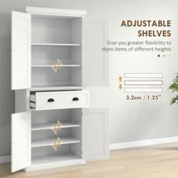 Rackhams Freestanding Kitchen Storage Cabinet with Drawers and Shelves White - Kitchen Cabinet - MDF, particle board - White - thumbnail 5
