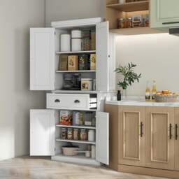 Rackhams Freestanding Kitchen Storage Cabinet with Drawers and Shelves White - Kitchen Cabinet - MDF, particle board - White - thumbnail 2