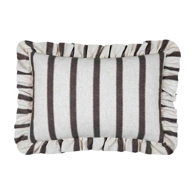 Rackhams Connie Ruffles Striped Cushion Cover - Chocolate - 35cm x 50cm - Chocolate - 85% Polyester/15% Linen - image 1