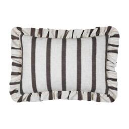 Rackhams Connie Ruffles Striped Cushion Cover - Chocolate - 35cm x 50cm - Chocolate - 85% Polyester/15% Linen - thumbnail 1