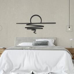 Rackhams Sunset Abstract Metal Line Art Wall Decor 75x35 - Metal - Black - thumbnail 2