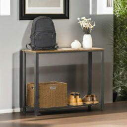 Rackhams Industrial Rustic Console Table With 2 Shelves - thumbnail 6