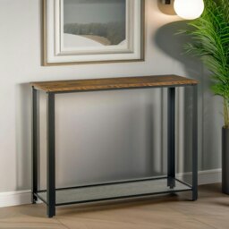 Rackhams Industrial Rustic Console Table With 2 Shelves - thumbnail 5