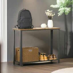 Rackhams Industrial Rustic Console Table With 2 Shelves - thumbnail 2