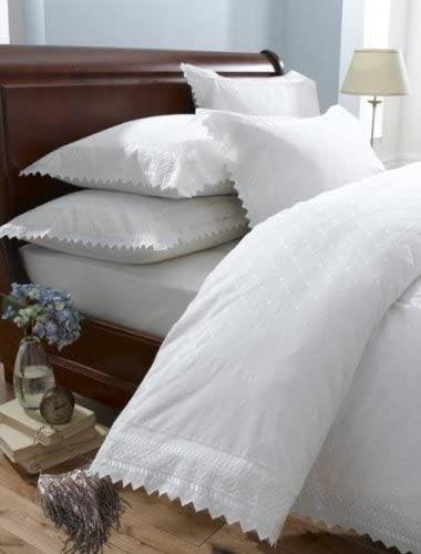 Rackhams Balmoral Percale Embroidered Duvet Cover Set - White - King