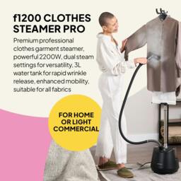 Rackhams f1200 Clothes Steamer Pro - Powerful 2200W Garment Steamer, 3L Tank, Dual Steam, Ideal for Clothes, Curtains and All Fabrics - Off White - thumbnail 4