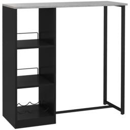 Rackhams Breakfast Bar Table with 3-Tier Storage Shelf and Wine Rack, Black - Particleboard, Steel - Black and grey - 105 x 40 x 105 cm - thumbnail 2