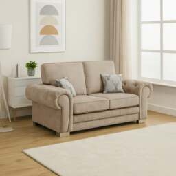 Rackhams Milan Chesterfield Fabric 2 Seater Sofa - Full Back - Mink