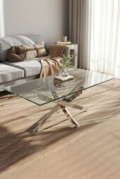 Rackhams Rectangle Clear Glass Top Coffee End Table - 120 x 60 x 45cm - Clear