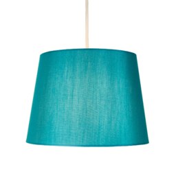 "Rackhams Traditionally Designed Small 8"" Drum Lamp Shade in Unique Teal Faux Silk Fabric" - thumbnail 2