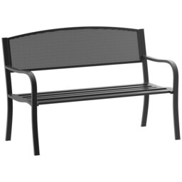 Rackhams 2 Seater Metal Bench Patio Park Loveseat Garden Chair Outdoor Seating - thumbnail 2