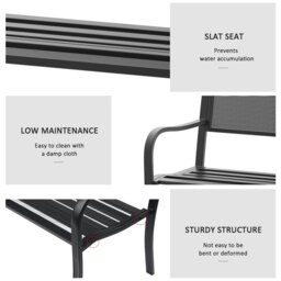 Rackhams 2 Seater Metal Bench Patio Park Loveseat Garden Chair Outdoor Seating - thumbnail 4