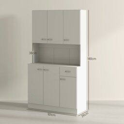 Rackhams Freestanding Kitchen Cupboard, Storage Cabinet with Doors Cream White - Cream - thumbnail 3