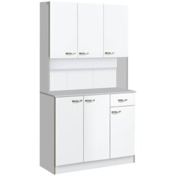 Rackhams Freestanding Kitchen Cupboard, Storage Cabinet with Doors Cream White - Cream - thumbnail 6