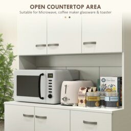 Rackhams Freestanding Kitchen Cupboard, Storage Cabinet with Doors Cream White - Cream - thumbnail 5